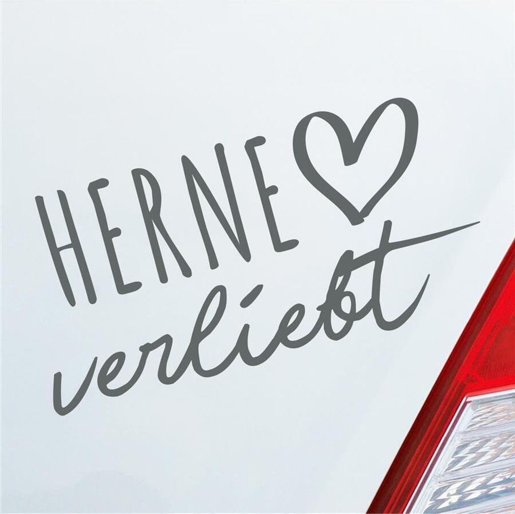 Auto Aufkleber Herne verliebt Herz Stadt Heimat Liebe Car 19x10 cm Grau Sticker Heckscheibenaufkleber
