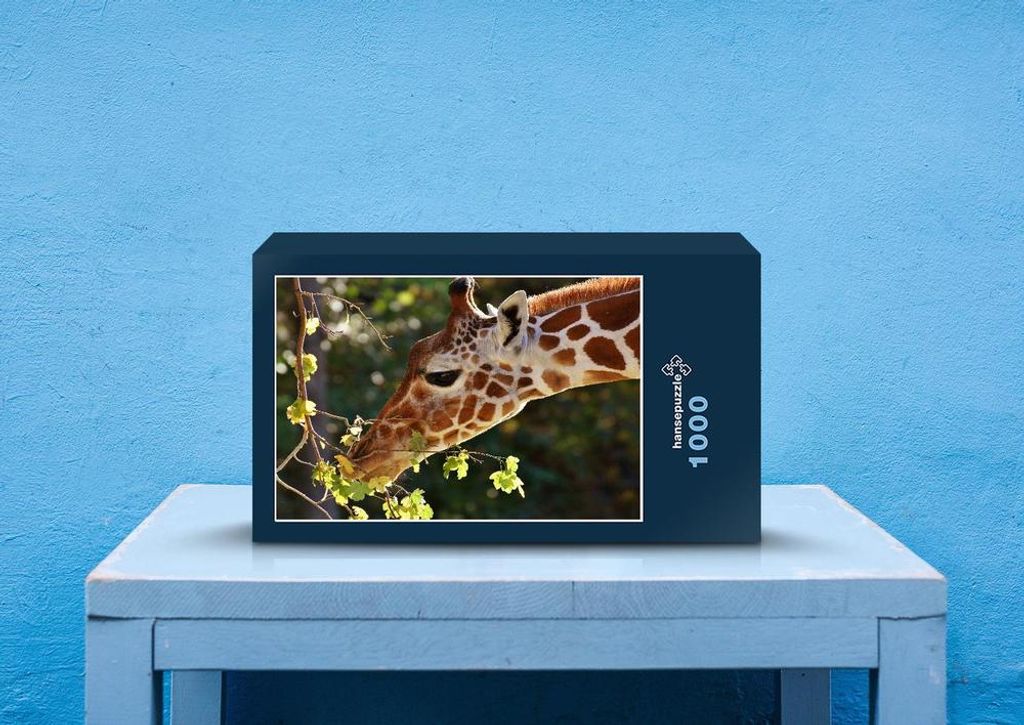 hansepuzzle 79077 - Giraffe Puzzle, 1000 Teile, Natur, 60,0 x 46,0cm mit hochwertiger Aufbewahrung, Kartonbox und wiederverschließbarem Beutel