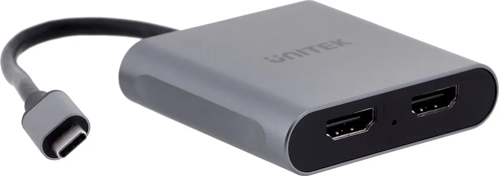 Adaptateur Unitek V1404B USB-C vers Double HDMI 4K Gris Sidéral 0,15m
