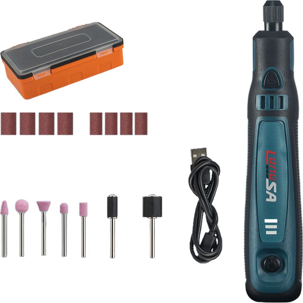 1 SET ELEKTRISCHE MEKE LEAUSE 3 GEARBEUTEN MICRO ROTARY -Werkzeug Jade schnitzen drahtlosen Schleifstecher für Workshop-C