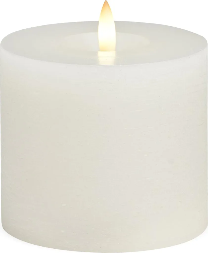 Set 4 Candele LED Decorative Bianco | Cera Vera 10x9cm Effetto Fiamma