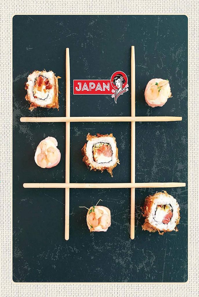 vianmo Holzschild 18x12 cm Japan Soja Sushi Fisch Gurke Stäbchen Bildmotiv Reisemotiv Abenteuer Reisen