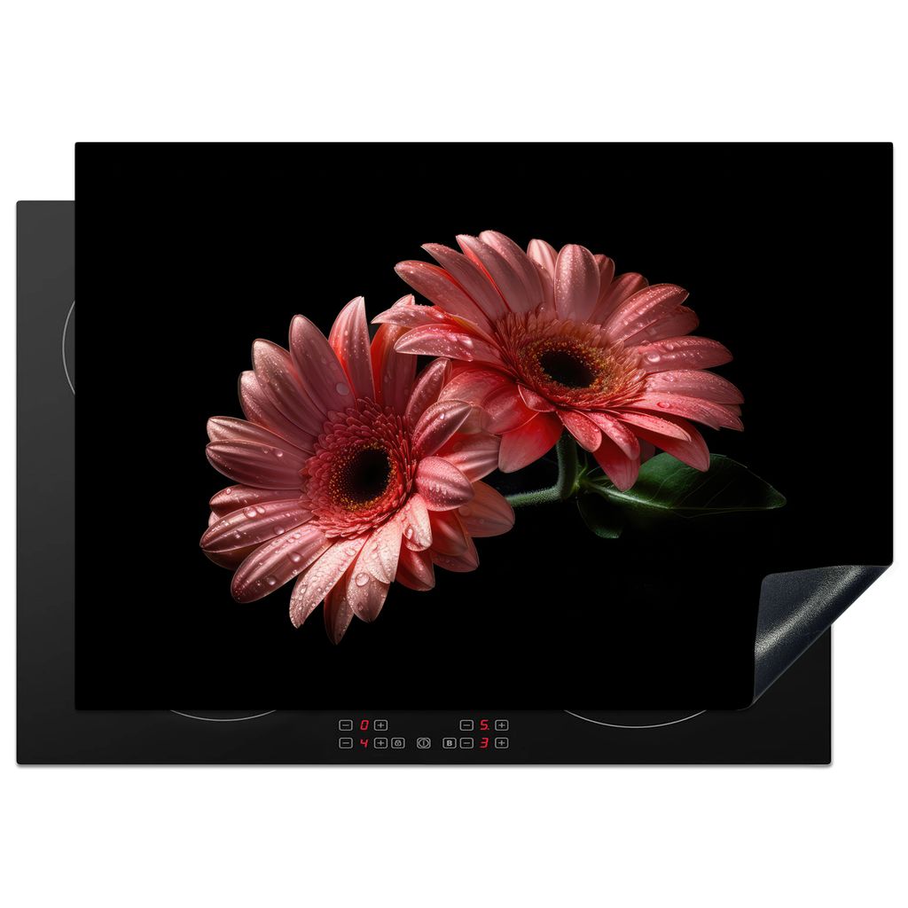 KitchenYeah Herdabdeckplatte Blumen - Gerbera - Rosa - Natur - Porträt , 75x52cm, Küche Deko, Glaskeramikkochfeld Herdabdeckung, Abdeckplatte f...