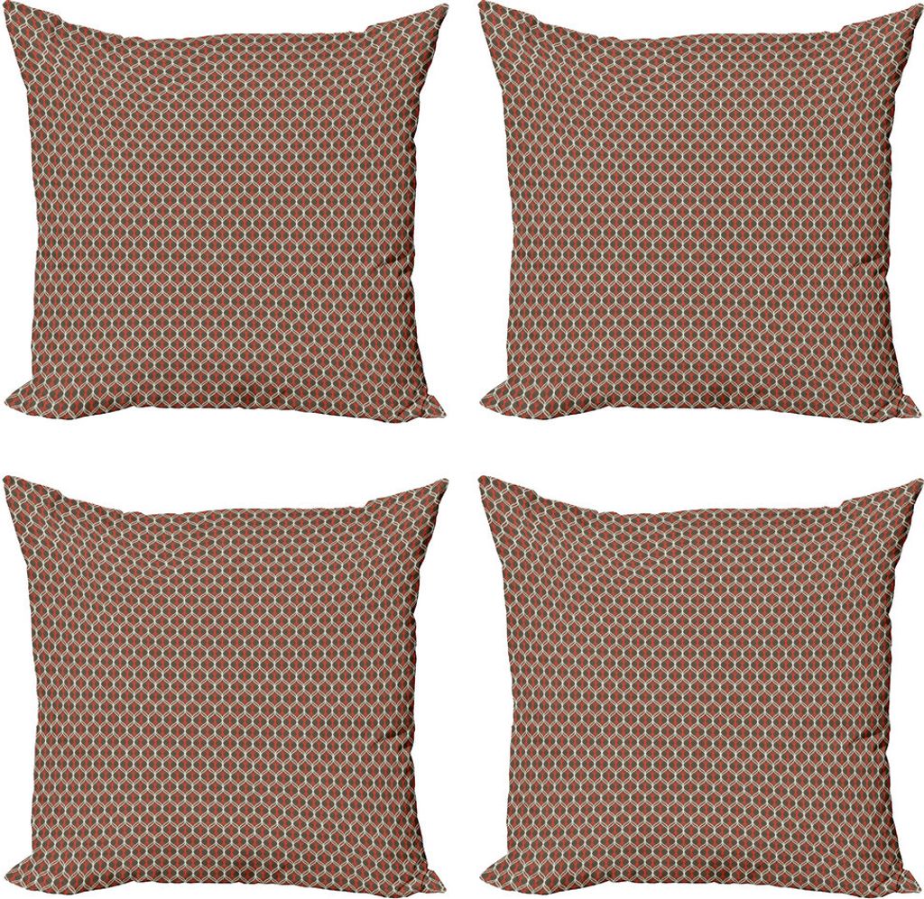 ABAKUHAUS Retro Kissenbezug Set (4 Stück), Wellenförmige Tangled Stripes, Moderner Doppelseitiger Digitaldruck, 60 cm x 60 cm, Vermilion Schokolade