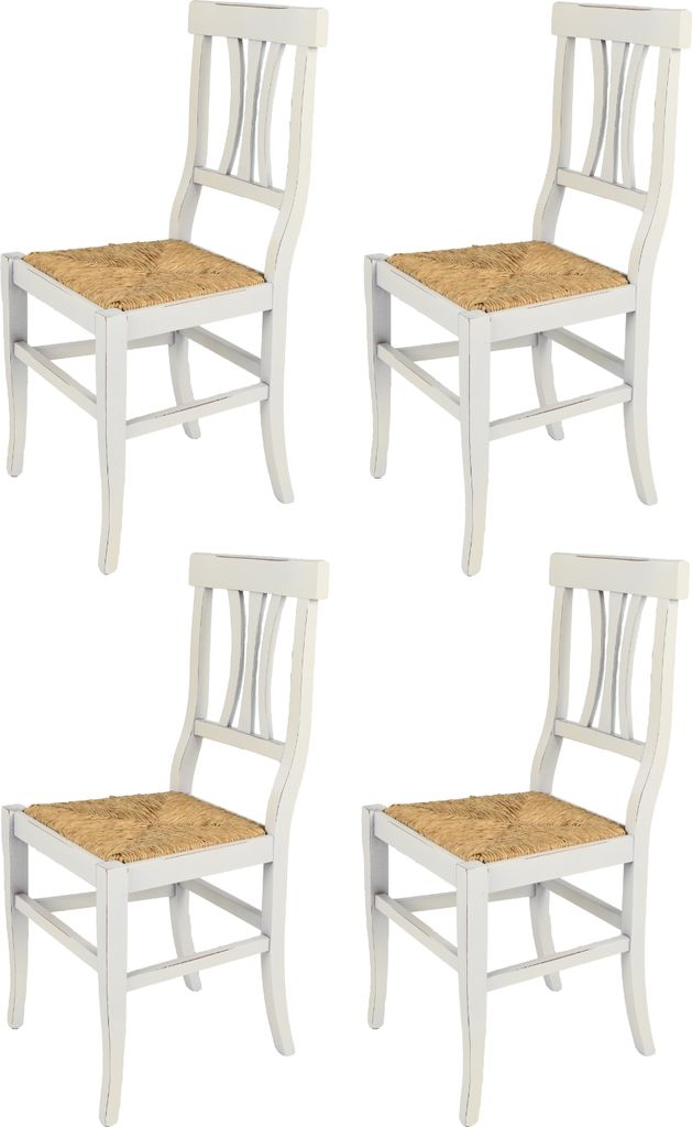 t m c s Tommychairs - 4er Set Stühle ARTEMISIA für Küche und Esszimmer, robuste Struktur aus lackiertem Buchenholz im Shabby Chic Stil, handwerk...