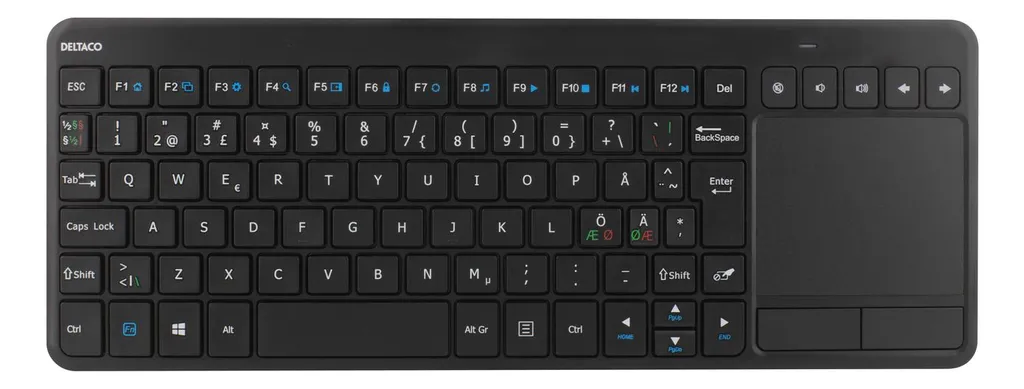 DELTACO TB-504 Mini Clavier sans Fil Noir avec Pavé Tactile Intégré USB