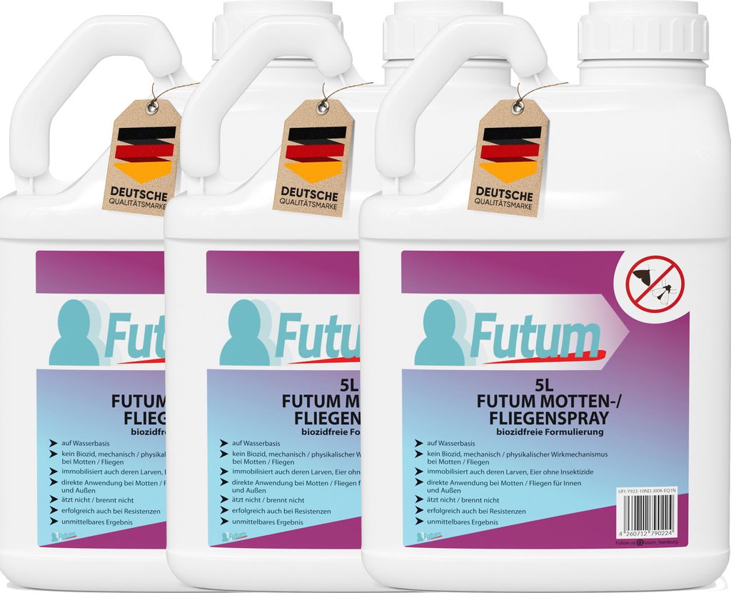 FUTUM 3x5L Motten Spray Motten Mittel gegen Motten Larven Bekämpfen Abwehr