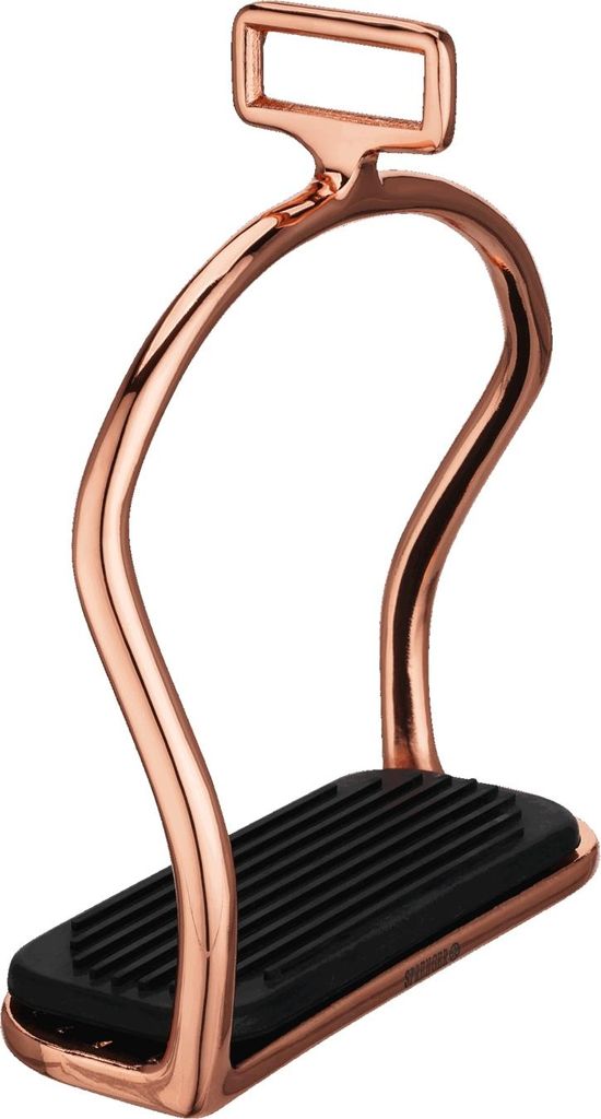 Sprenger Island-Steigbügel mit schwarzer Einlage 120 mm Trittweite, Farbe:roségold, Größe:120 mm