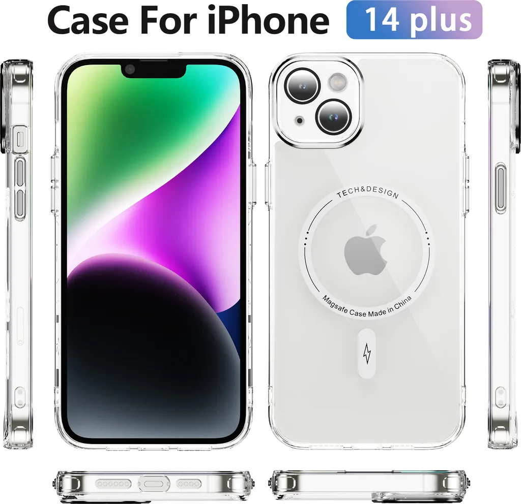 OFFERTA! Custodia iPhone 14 Plus MagSafe Trasparente Bianca Antiurto - 2