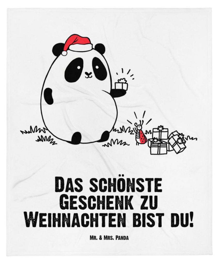 Mr. & Mrs. Panda Fleecedecke Panda Weihnachtsgeschenk - Weiß - Geschenk, Babydecke, Plaid, Kuschelplaid, Schmusedecke, Schlummerdecke