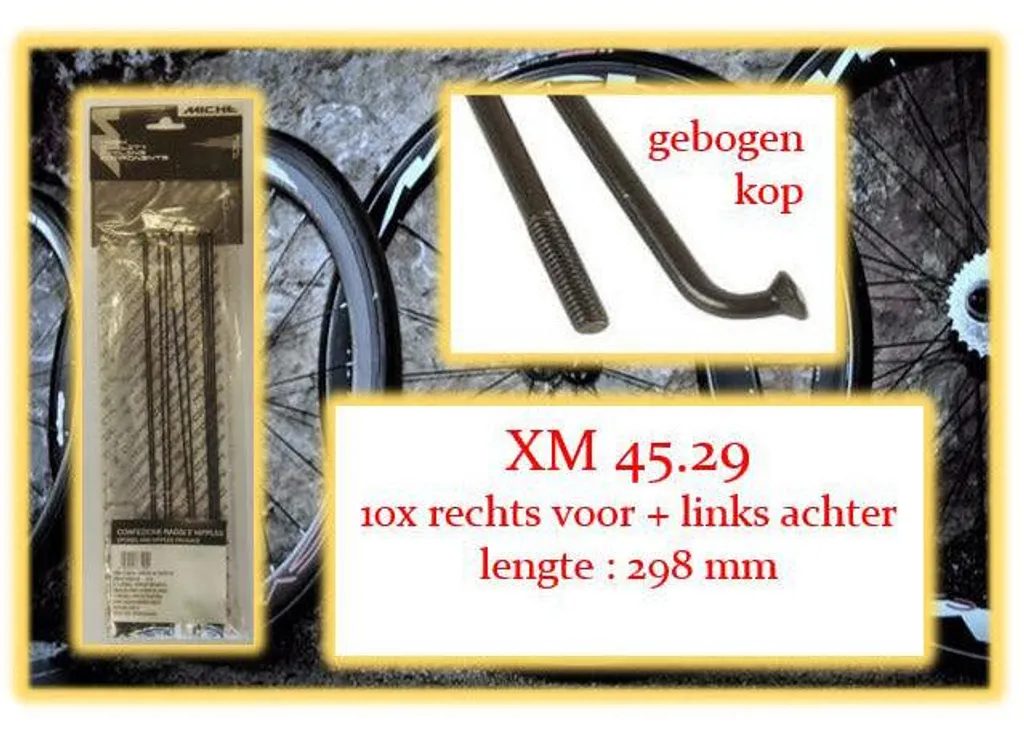 Rayon Miche Spaak et Nipples 10x RV XM 45,29 pour roue de vélo route
