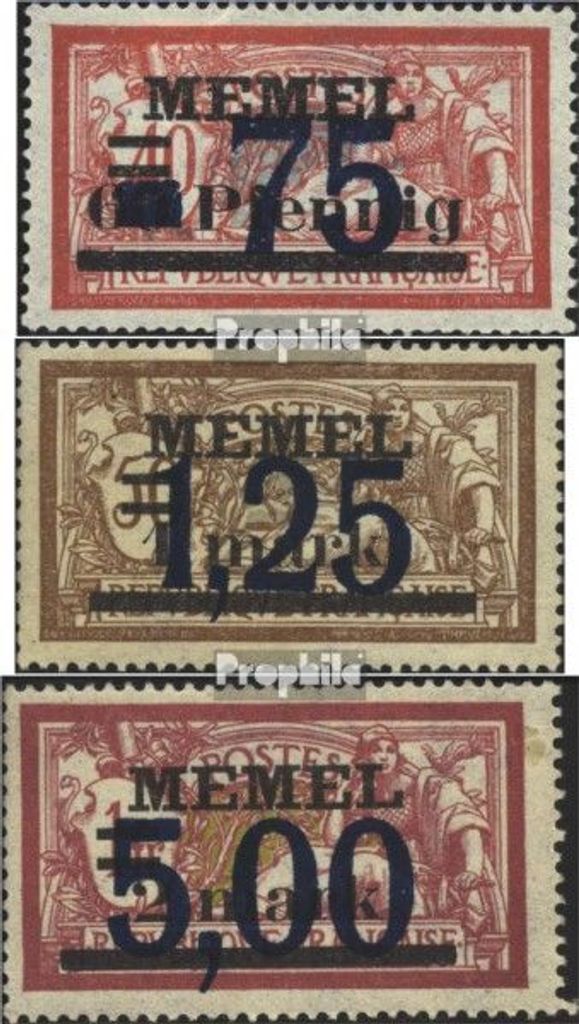 Briefmarken Memelgebiet 1922 Mi 49-51 (kompl.Ausg.) gestempelt Aushilfsausgabe