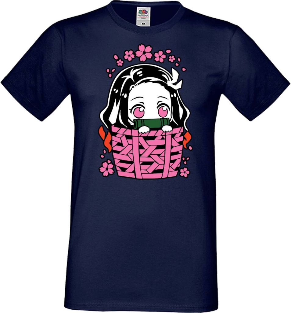 Herren T-Shirt Anime Manga Demon Anime Slayer Nezuko Kamado 06, Man M / Dunkelblau