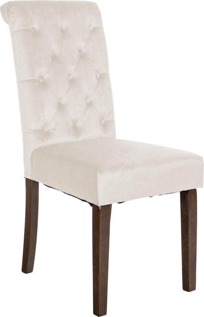 Esszimmerstuhl Velvet - Esszimmerstuhl - Hoher Sitzkomfort, pflegeleichtes Polyester | Farbe: Creme | Material: Weich