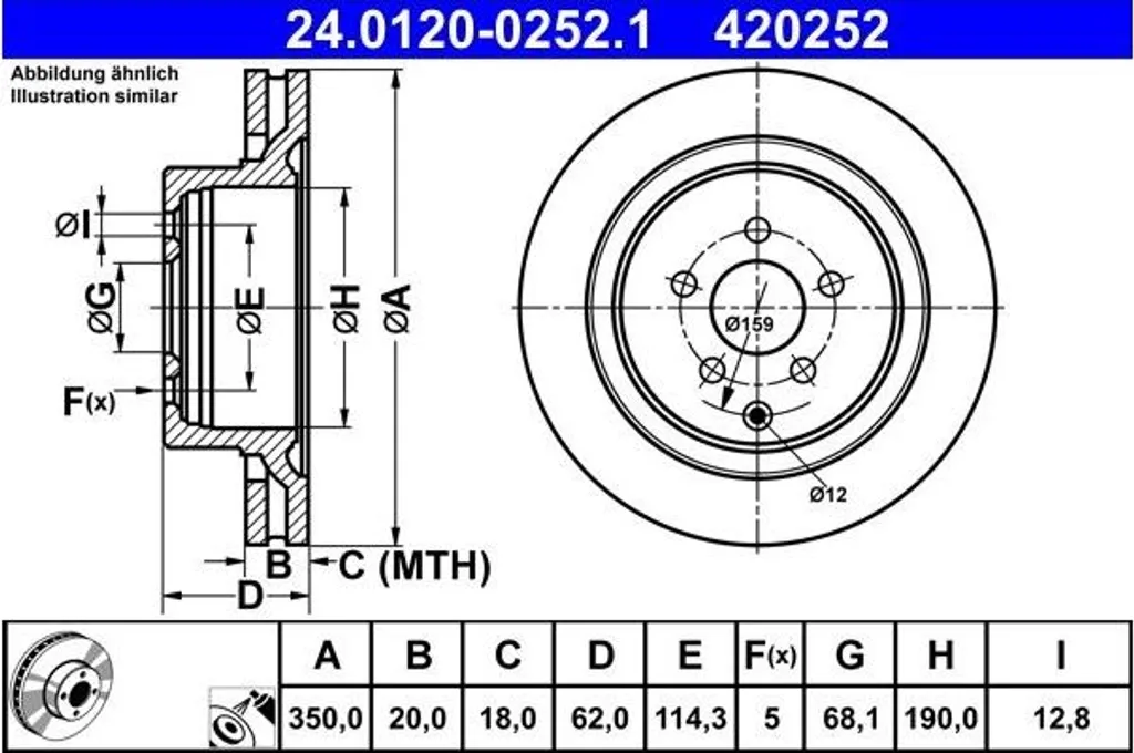 Disques de frein ATE 24.0120-0252.1 haute teneur en carbone 320 mm 2x