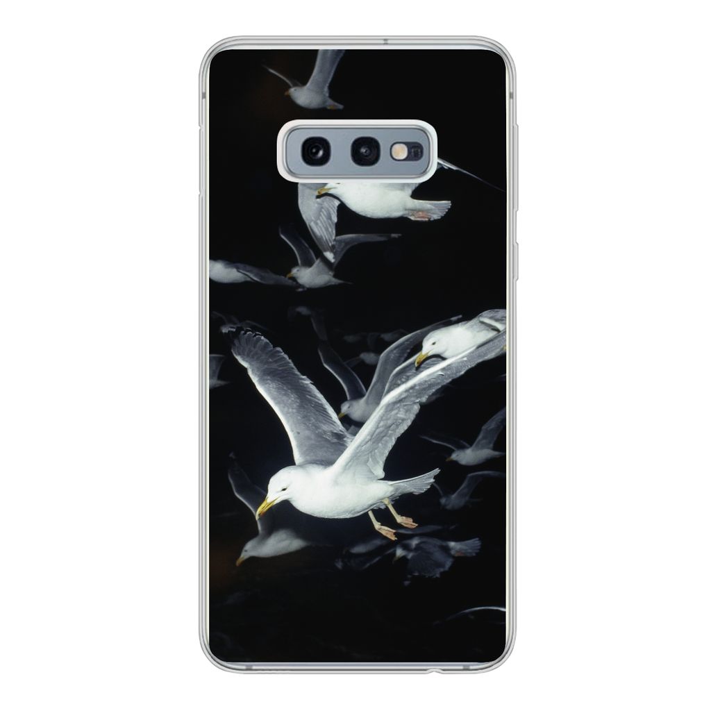 MuchoWow Handyhülle Schutzhülle Hülle für Samsung Galaxy S10e Vogel - Schwarz - Schwarm Silikon Softcase Handy Hülle - Handy