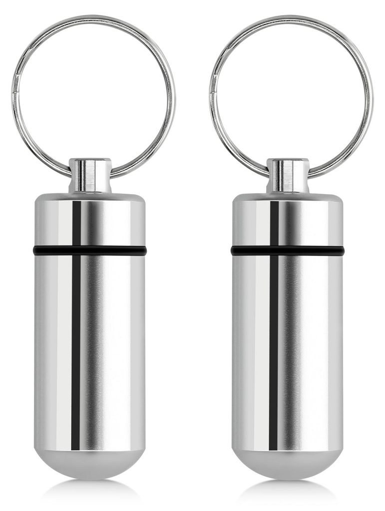 kwmobile 2x Metall Pillendose - 4,8 x 1,7 x 1,7 cm - Produktbild 