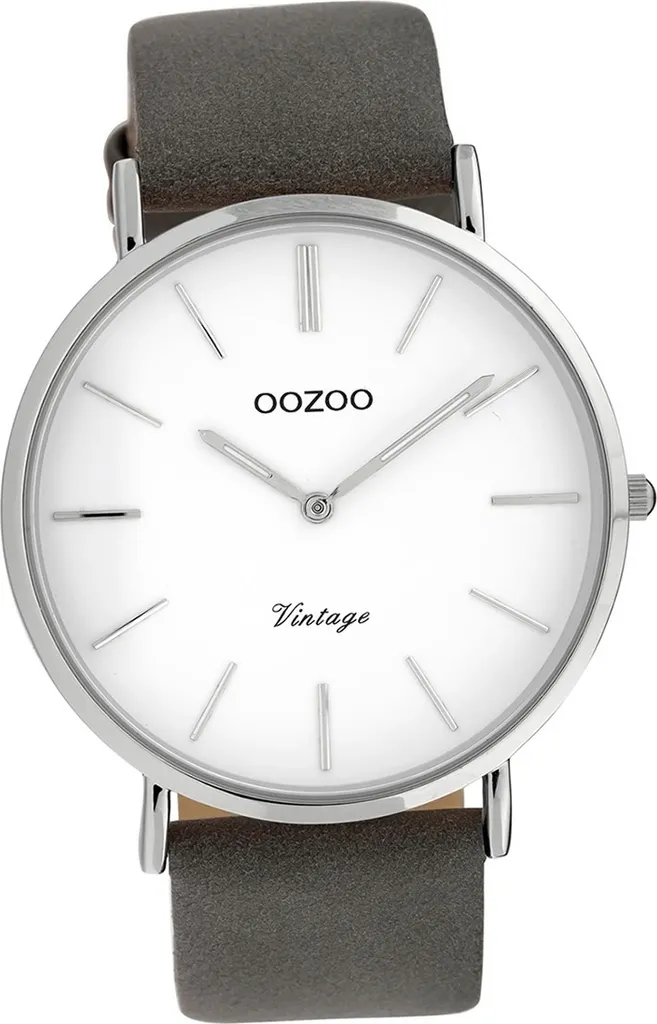 Montre Oozoo C20075 Vintage pour Femme avec Bracelet en Cuir Gris Slim