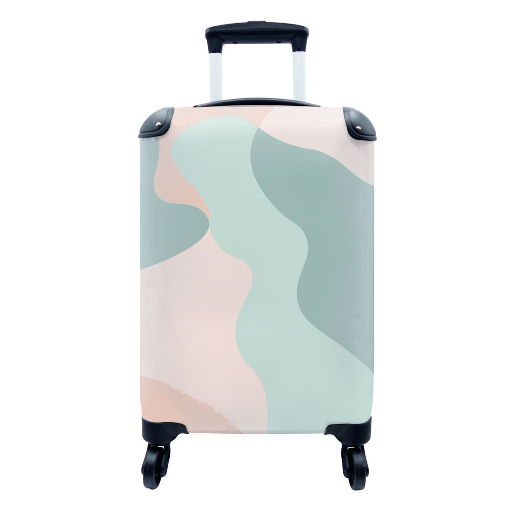 MuchoWow Koffer Handgepäck Trolley Rollkoffer Kleine Reisekoffer mit 4 Rollen - Sommer - Pastell - Abstrakt - Cabin Size < 55x40x23 cm & 55x40x2...