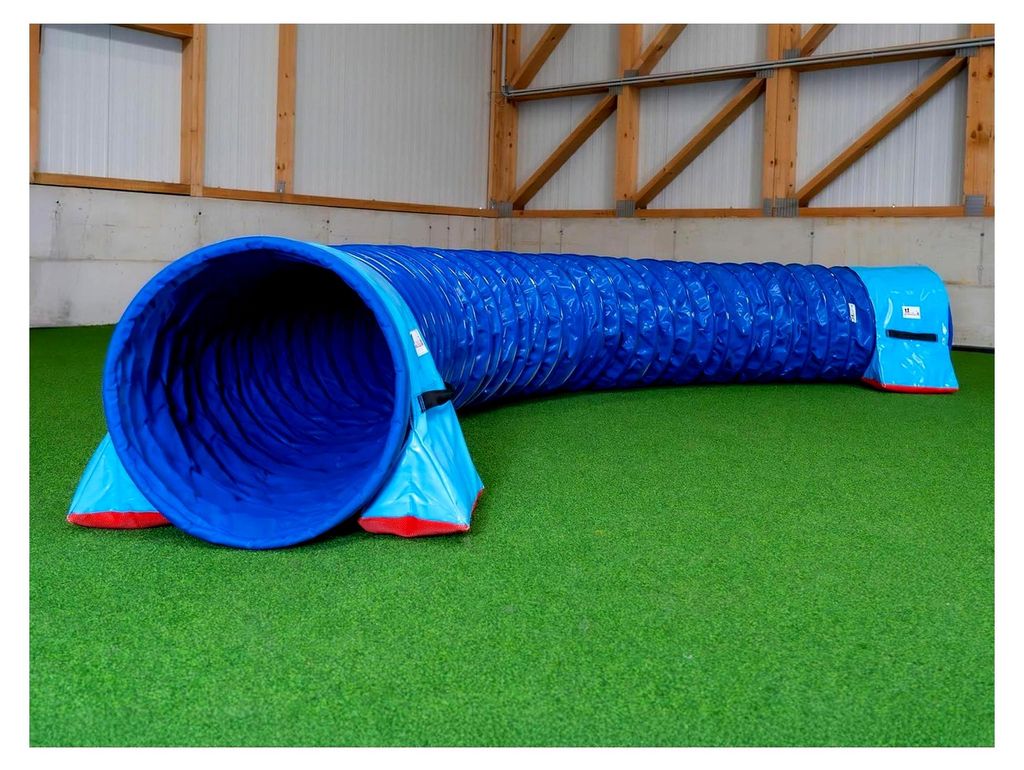 Dog Agility Tunnel Turnier 60cmØ, 360° FullGrip (6m, blau)