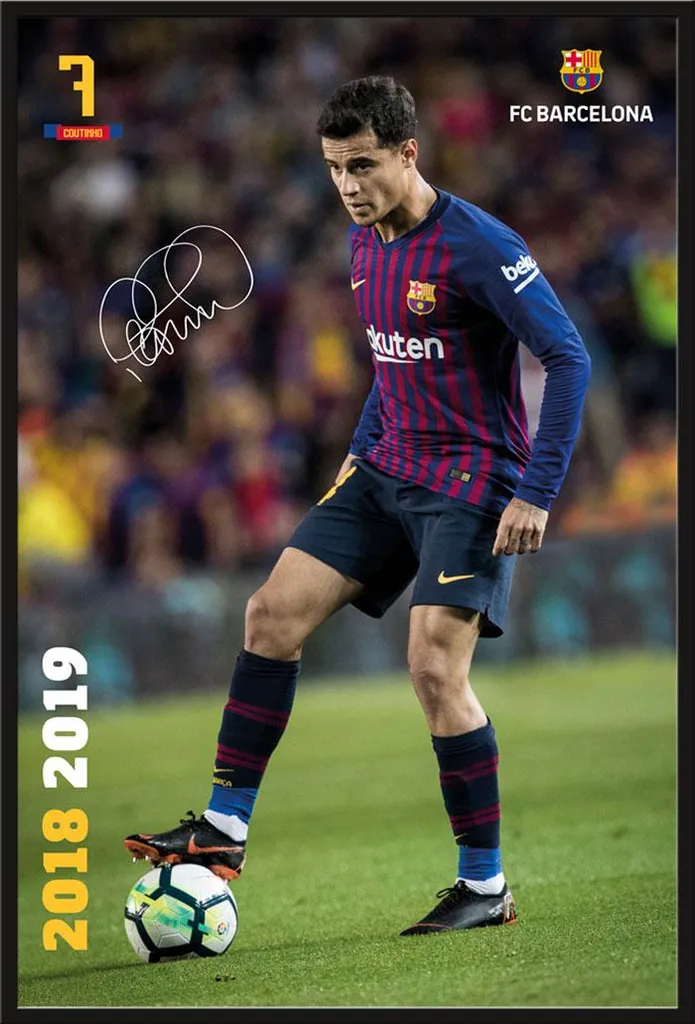 Poster Coutinho FC Barcelone encadré avec vitre acrylique anti-poussière