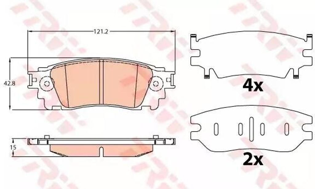TRW Bremsbeläge Satz Hinten für LEXUS NX (ZGZ1, AGZ1, AYZ1) Produktbild 