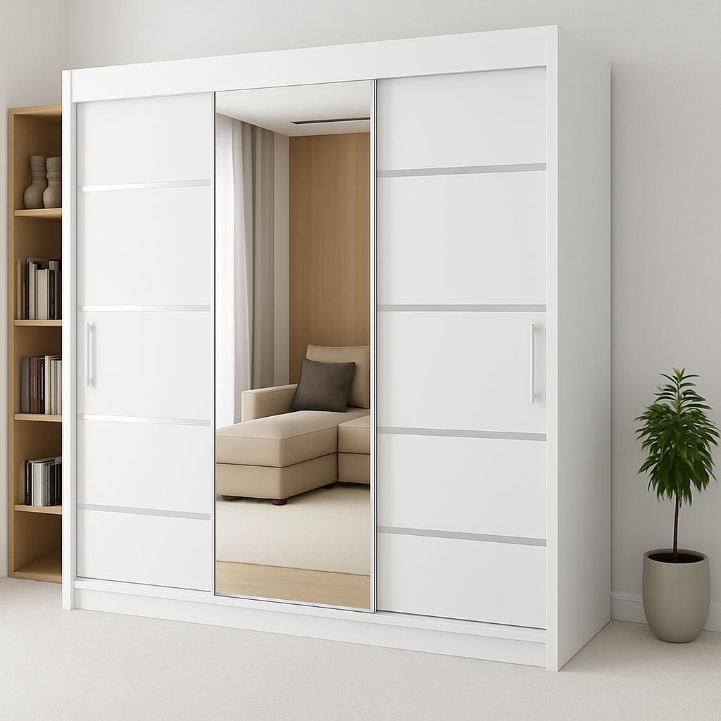 Szafa 3-drzwiowa przesuwna RIO-3 180x215cm kolor biały z Zdjęcie produktu 