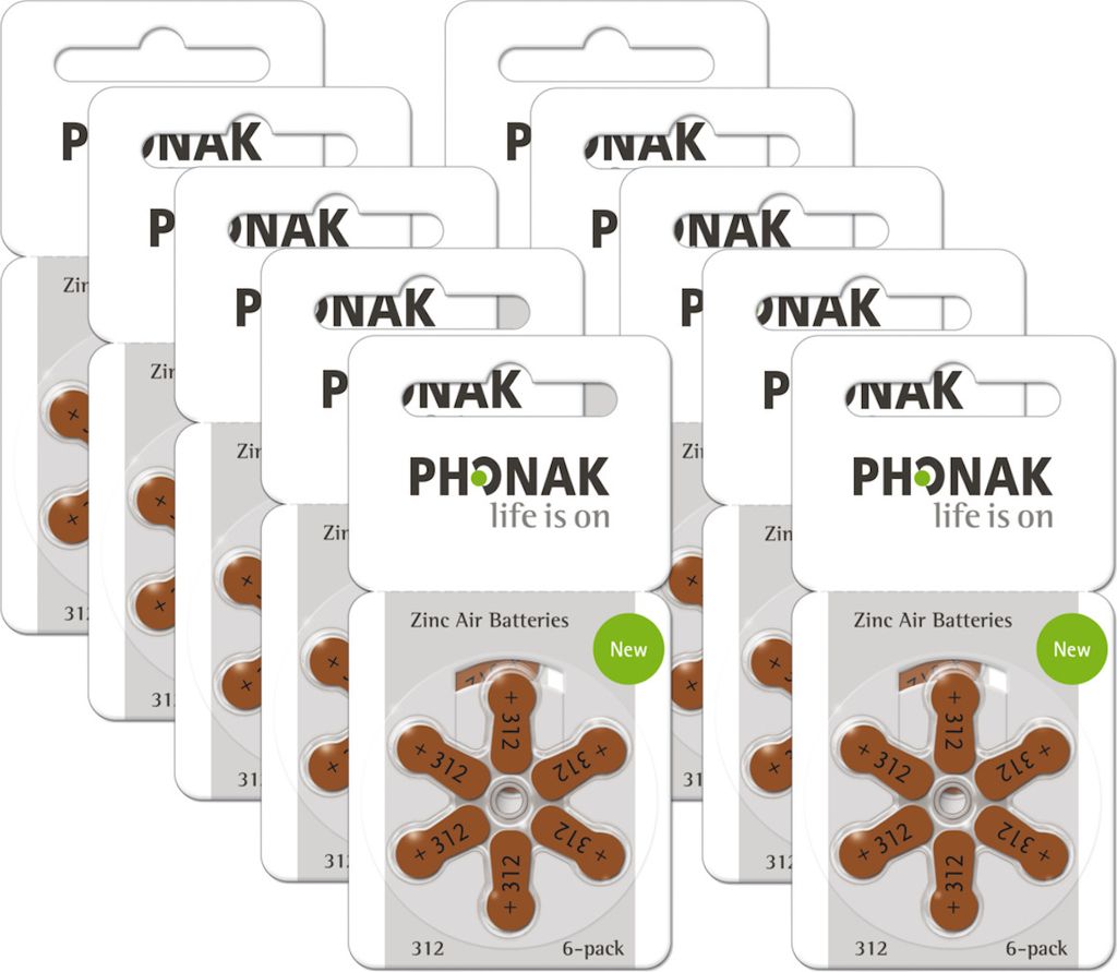 Phonak Hörgerätebatterien 312 - braun PR41 - (60er Pack / Produktbild 1
