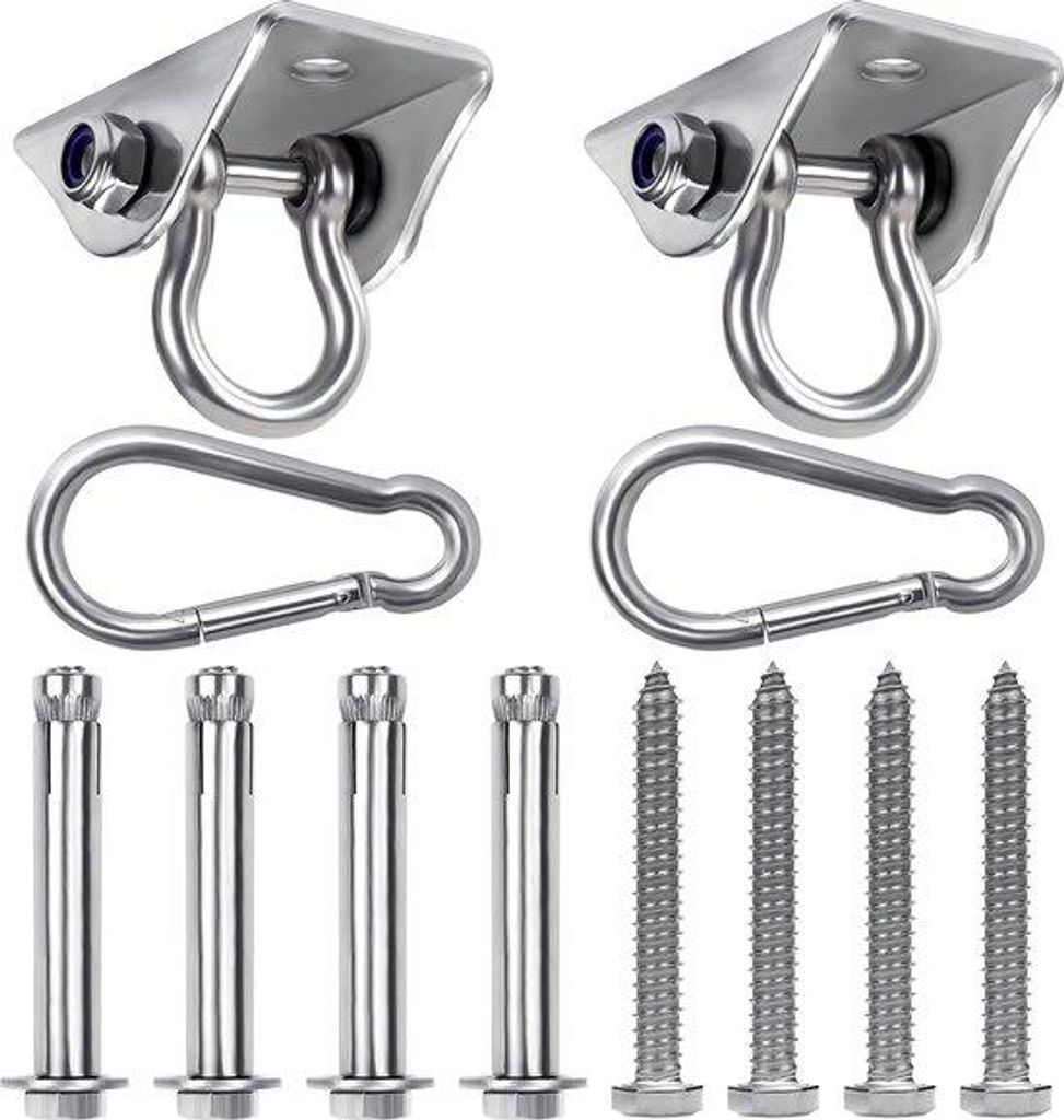 Schwergewicht-Schwingbesatz (Pack von 2) - RVS-Schwerlast-Plafondhalter mit Schrauben - 450 kg Tragfähigkeit - Befestigung für Hängestühle, Bet...