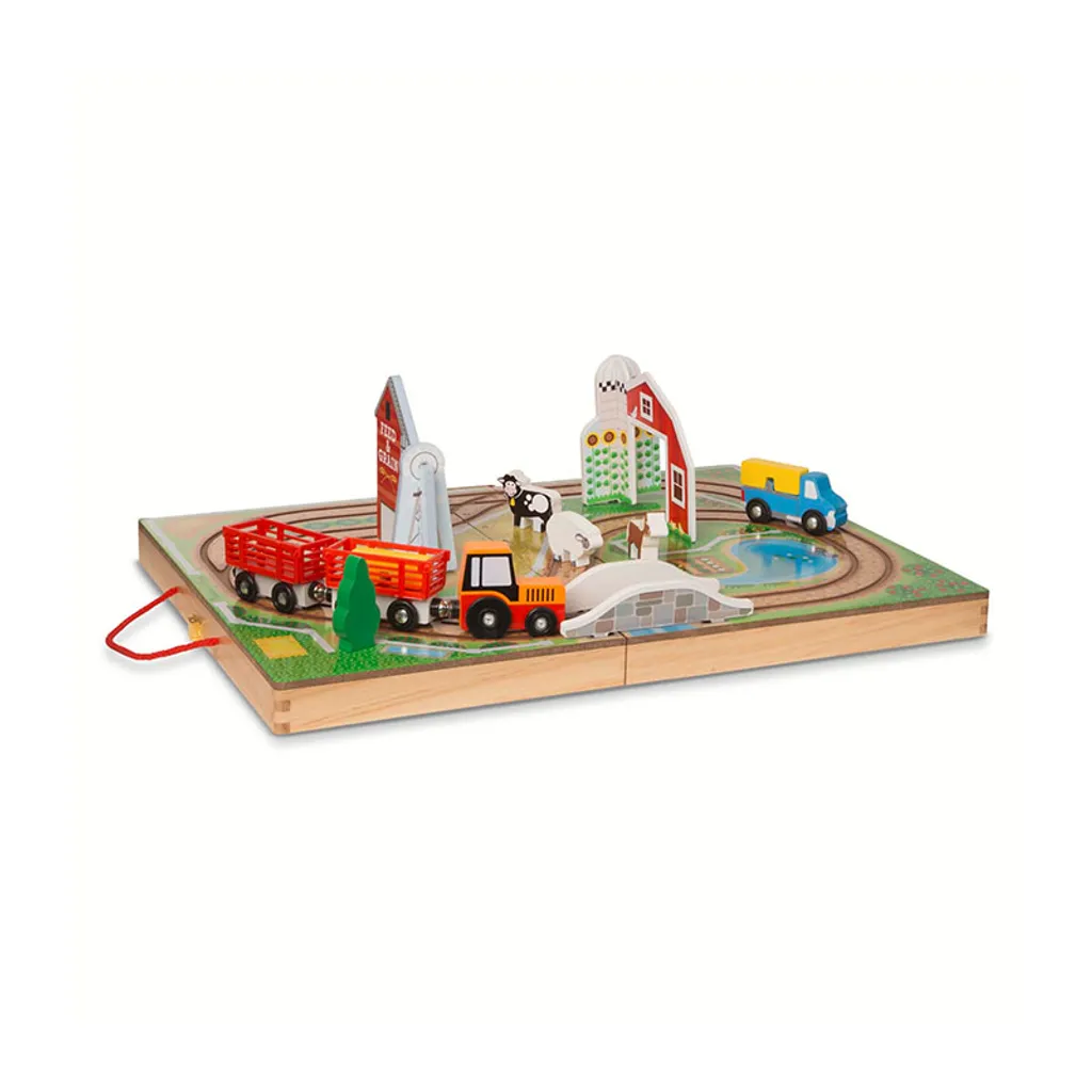 Mallette de Ferme Transportable avec Figurines Animaux pour Enfants