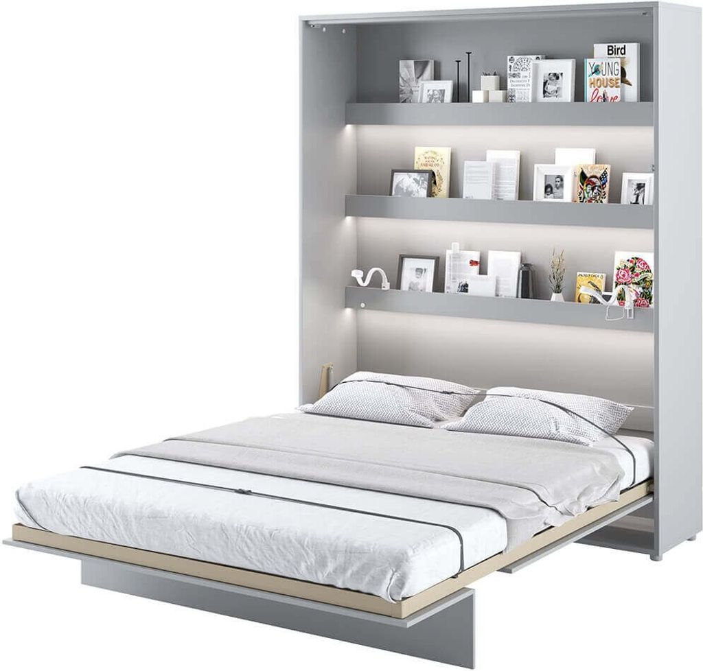 Furniture24 Schrankbett Bed Concept Lenart, Wandklappbett mit Lattenrost, V-Bett, Wandbett Bettschrank Schrank mit integriertem Klappbett Funktions...