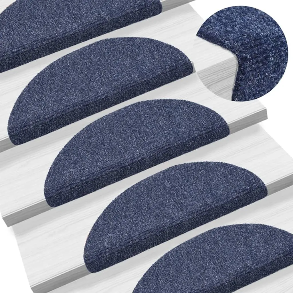 Tapis d'escalier autocollant bleu antidérapant 56x17x3 cm - Lot de 10