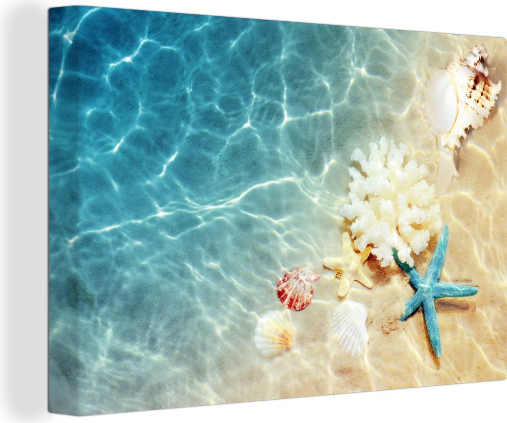 OneMillionCanvasses - Leinwandbilder - 140x90 cm, Muscheln - Meer - Sommer, Wandbilder Kunstdruck Wanddekoration