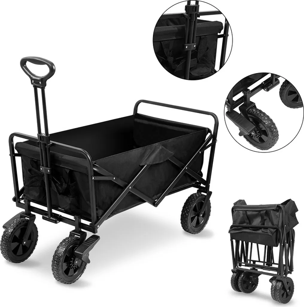 Yakimz Carretto Pieghevole 100kg Nero - Robusto Trolley da Spiaggia