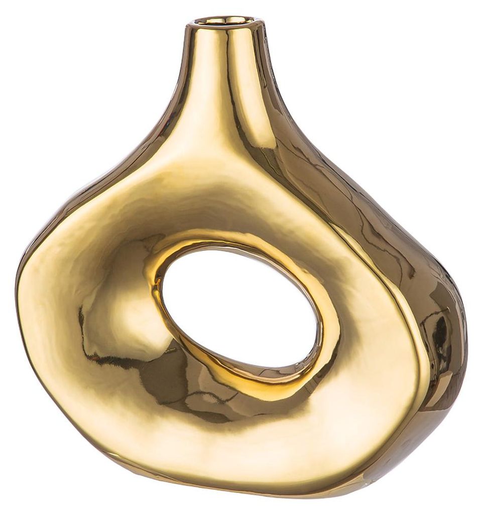 Gilde Vase, "Malta", Keramik, goldfarben, VE 2, L. 8.5 cm, Produktbild 