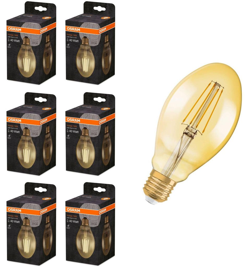 6x OSRAM Vintage 1906 E27 OVAL Filament LED Lampe 4,5W Produktbild 