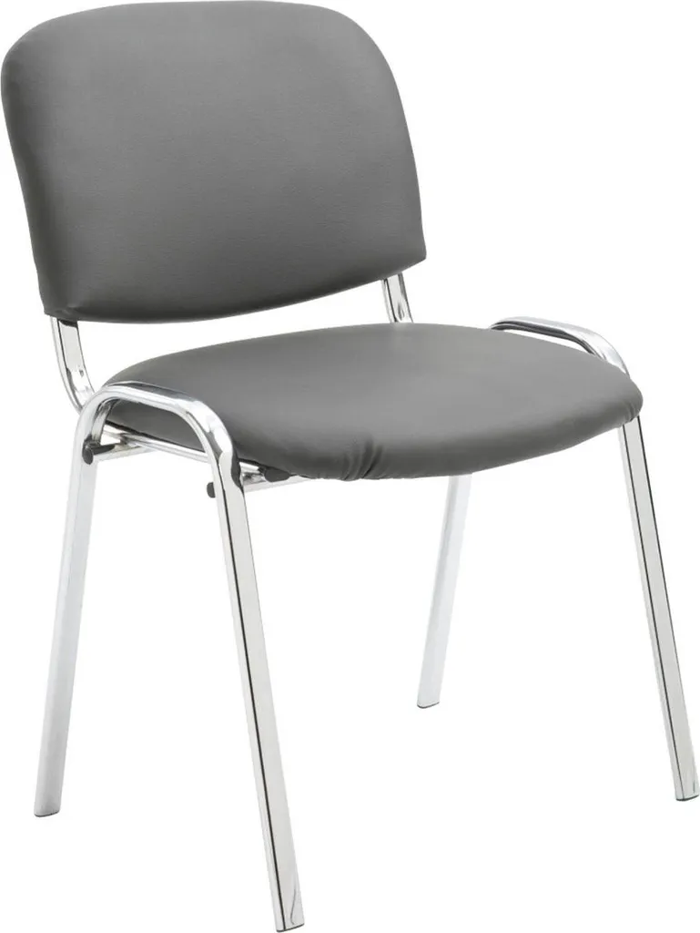 Sedia impilabile - Sedia da conferenza - Pelle finta e metallo robusto - Impilabile per risparmiare spazio | Colore: Grigio