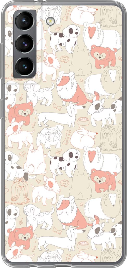 MuchoWow Handyhülle Schutzhülle Hülle für Telefoonhoesje Samsung Galaxy S21 Muster - Hund - Hundefutter - Jungen - Mädchen - Kinder - Kinder...