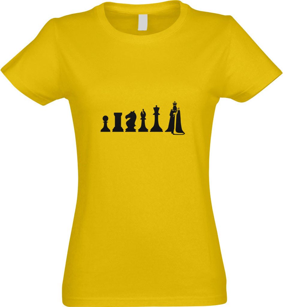 Kiwistar - T-Shirt tailliert - Damen - gelb - Schach Spiel Evolution - mit Motiv Bedruckt - Funshirt Design - Sport - Freizeit - Damen - XL