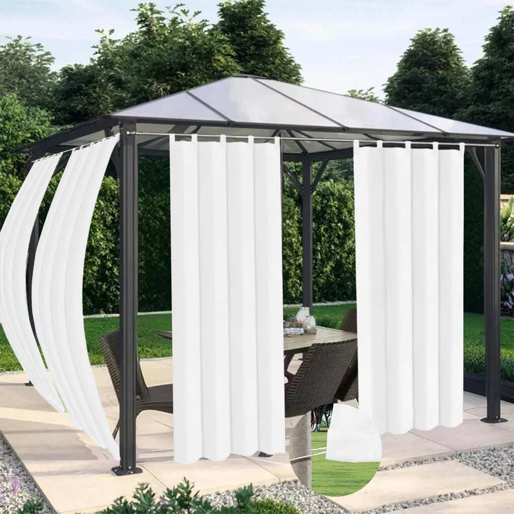 Rideau opaque blanc L132 x H274 cm imperméable et coupe-vent à passants