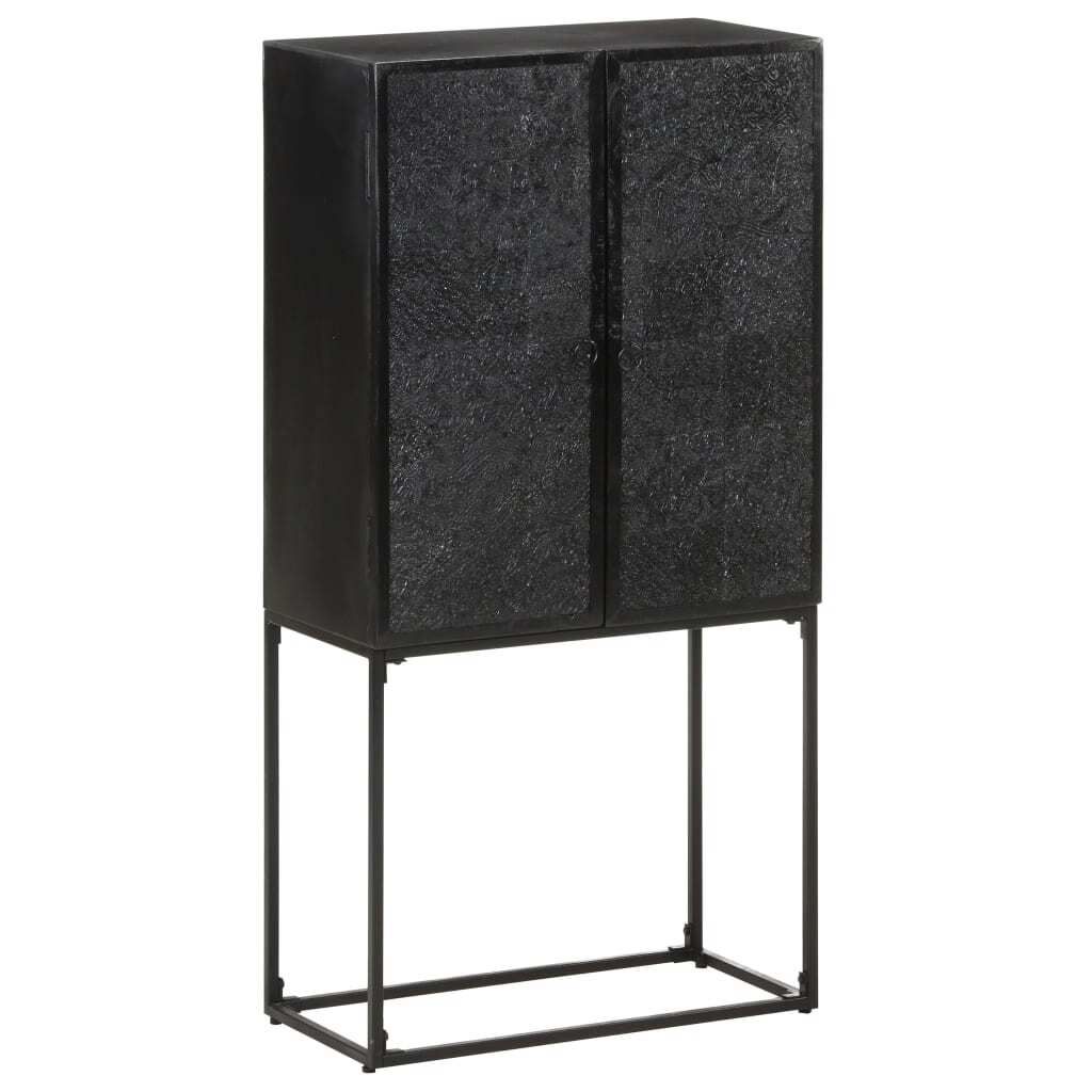 Sideboard Schwarz 60x30x120 cm Massivholz Akazie und Mango