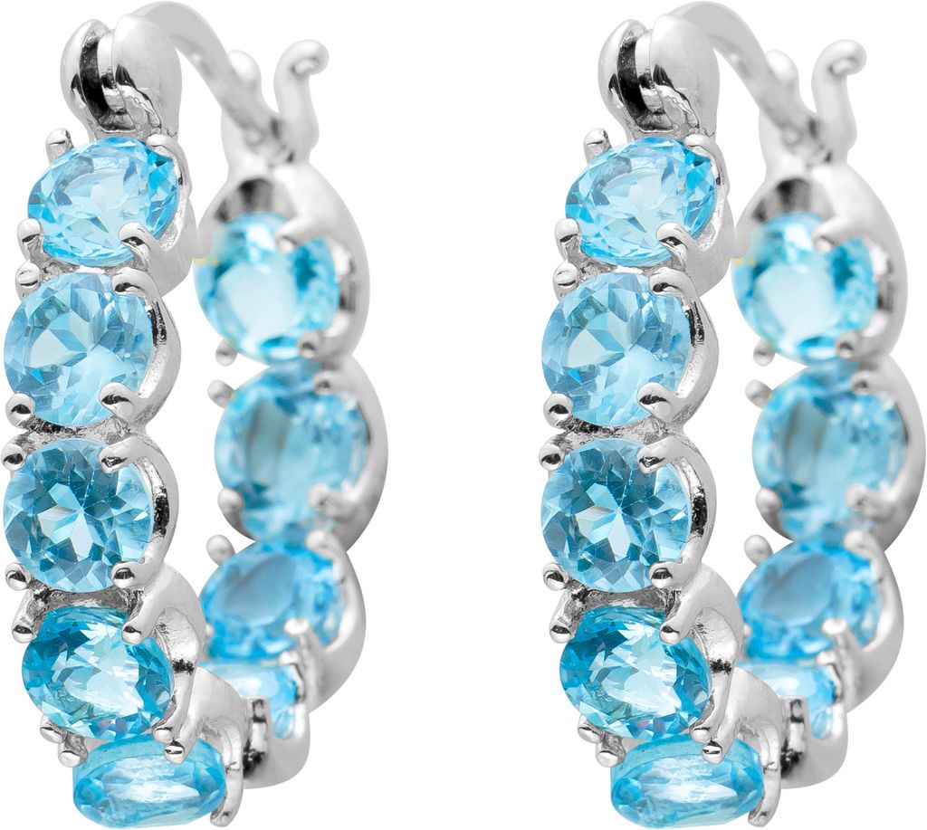 Blautopas Creolen Silber 925 hellblaue Natur Edelsteine Produktbild 