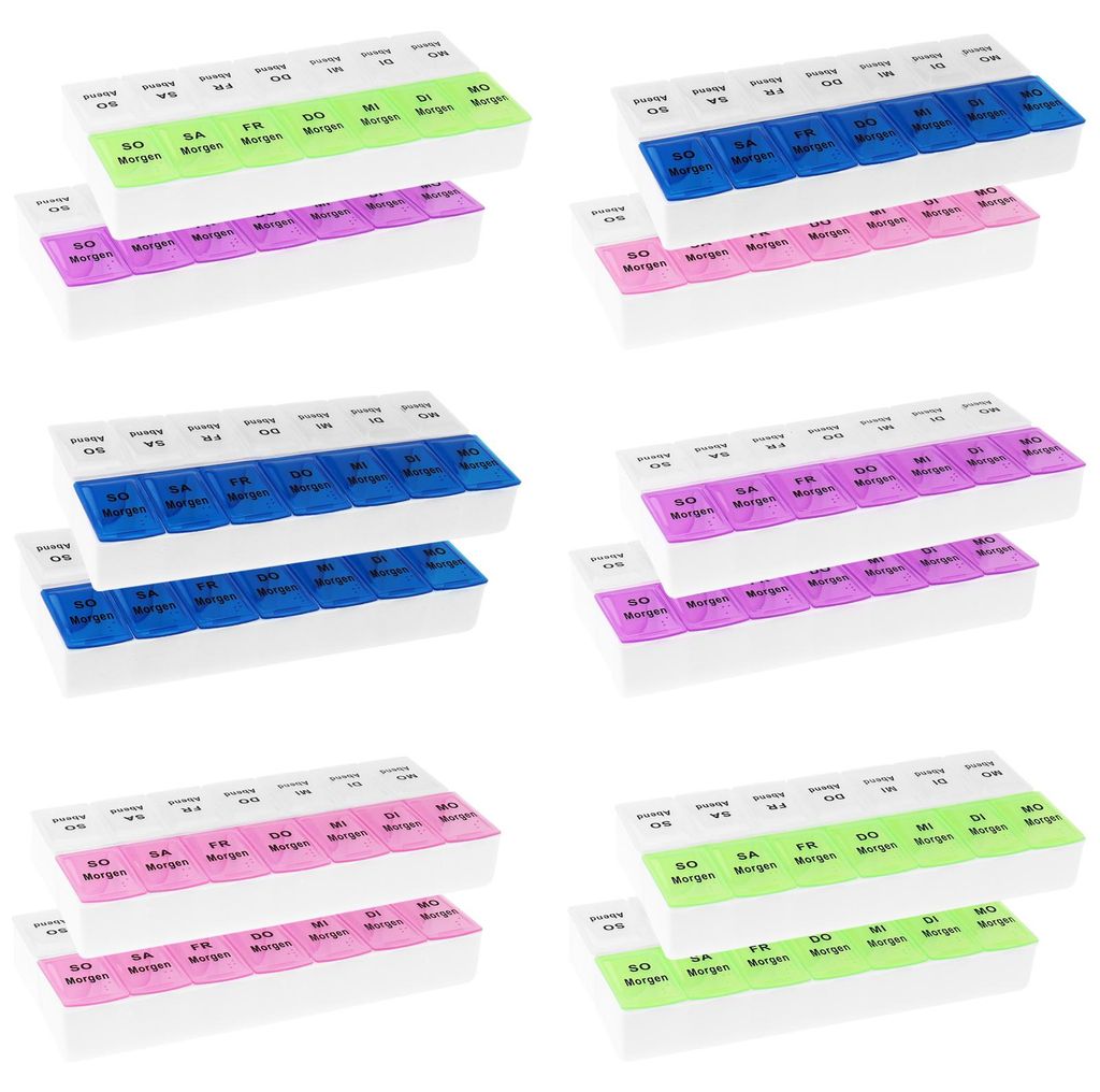 2x WELLGRO® Tablettenbox für 7 Tage - je 2 Fächer pro Tag, Produktbild 