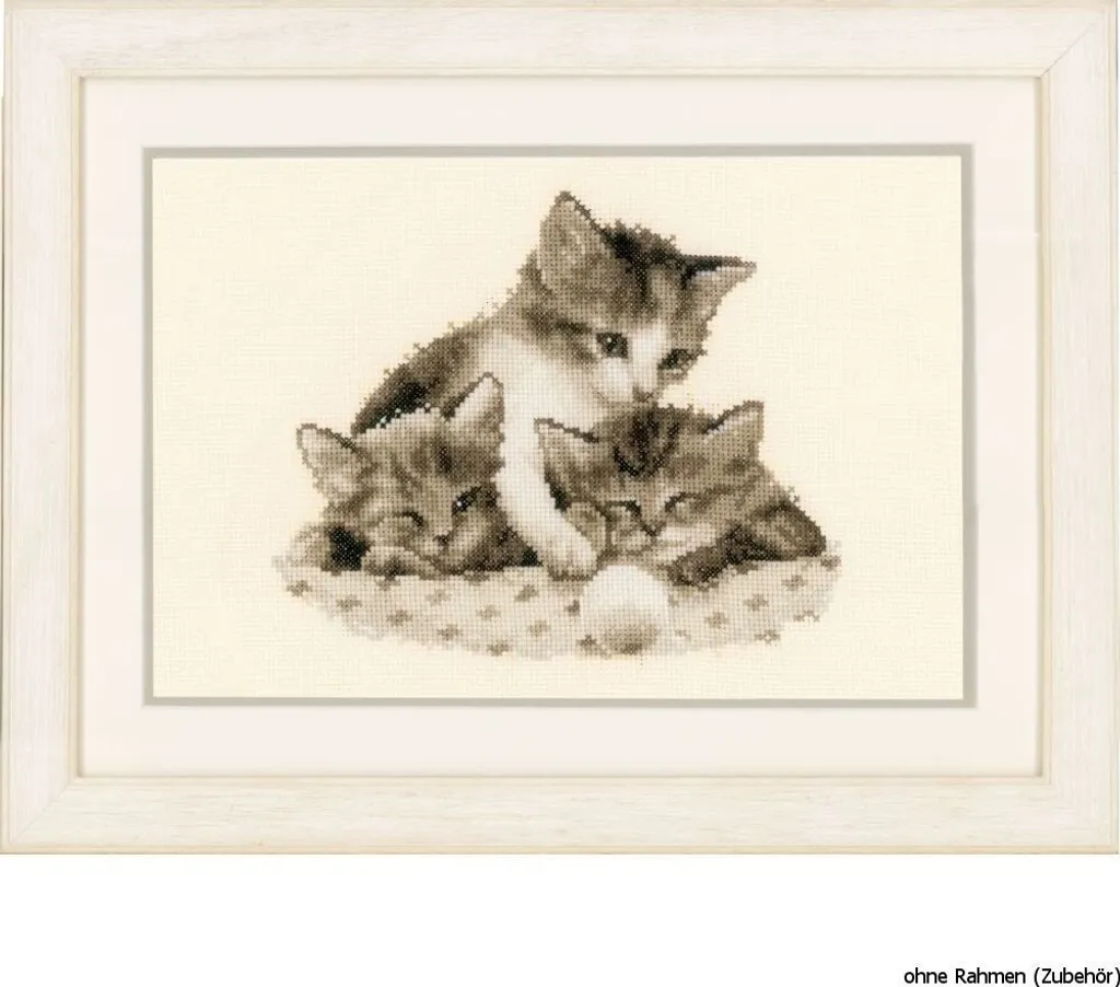 Kit de broderie point de croix compté 3 Petits chatons toile Aïda coton