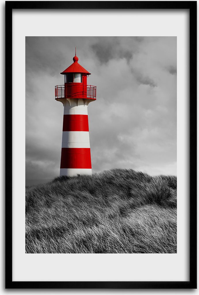 Bild - Bilderrahmen - 40 cm x 60 cm - MDF - Rahmen - Wandkunst - Leuchtturm