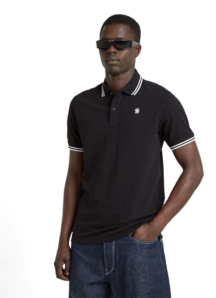G-STAR Herren Dunda Slim Stripe Poloshirt, Schwarz (dk Produktbild 