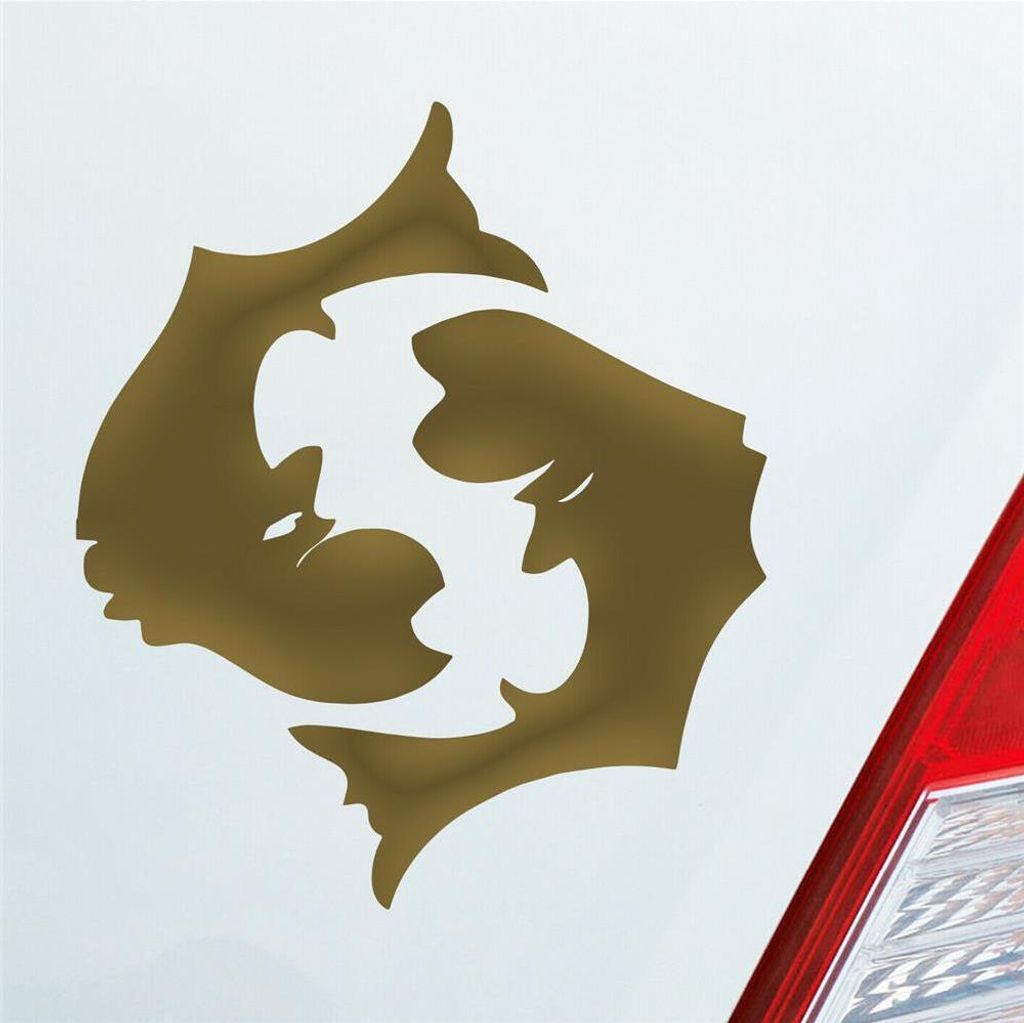 Auto Aufkleber Sternzeichen Fisch KFZ Roller 8,5x10 cm Gold Sticker Heckscheibenaufkleber