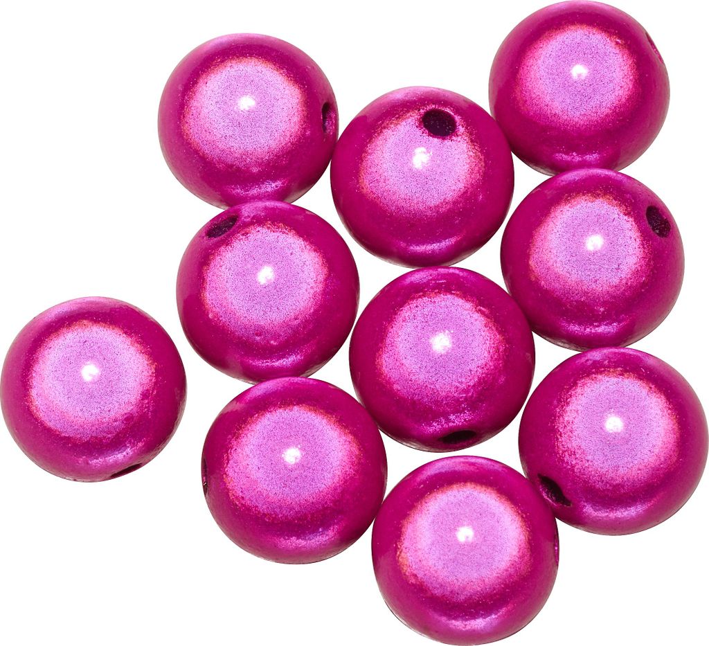 PRACHT Miracle Beads 10 mm Perlen 10 Stück für Schmuckherstellung Basteln Fuchsia