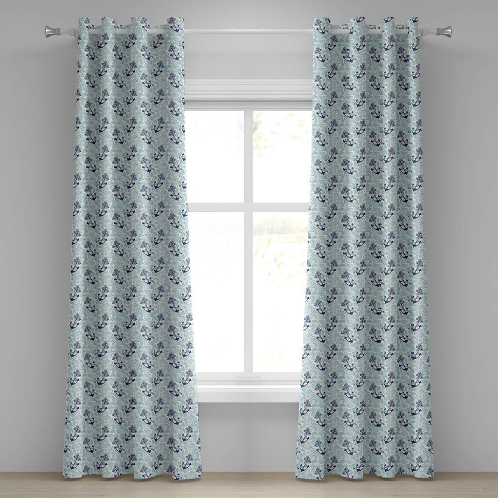 ABAKUHAUS Anker Ösenvorhang, Abstrakte Wassertröpfchen-Anker mit Schiffsseil-Weinlese-gewelltem Ozean, Dekorative 2-Panel-Fenstervorhänge, 280 c...