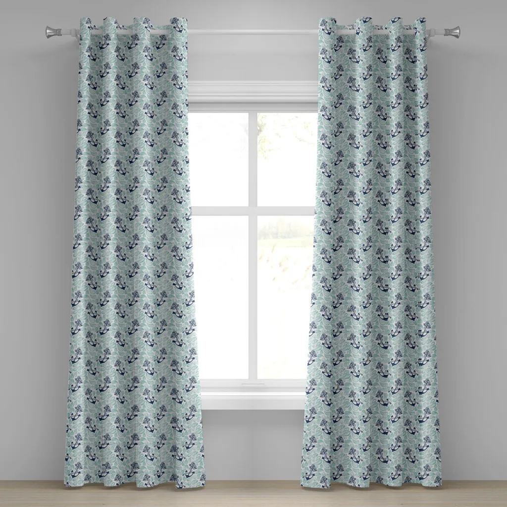 Rideaux occultants décoratifs motif océan vintage 2 panneaux 280x245cm